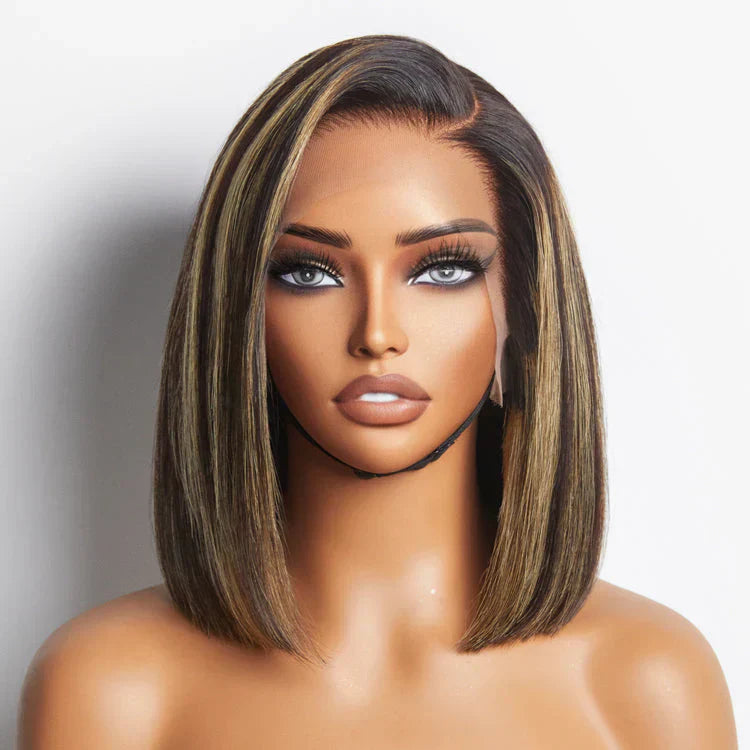 6x6 Glueless Bob Wig - Blonde Highlights / 12"