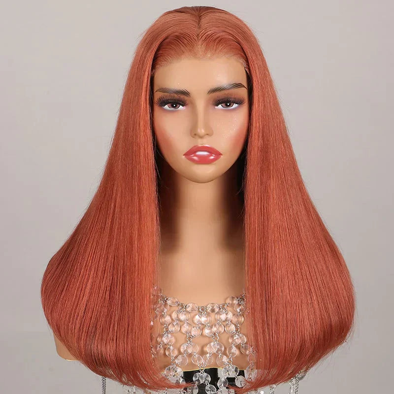 6x6 Glueless Ginger Brown Silky Straight Wigs - Pre-cut Lace