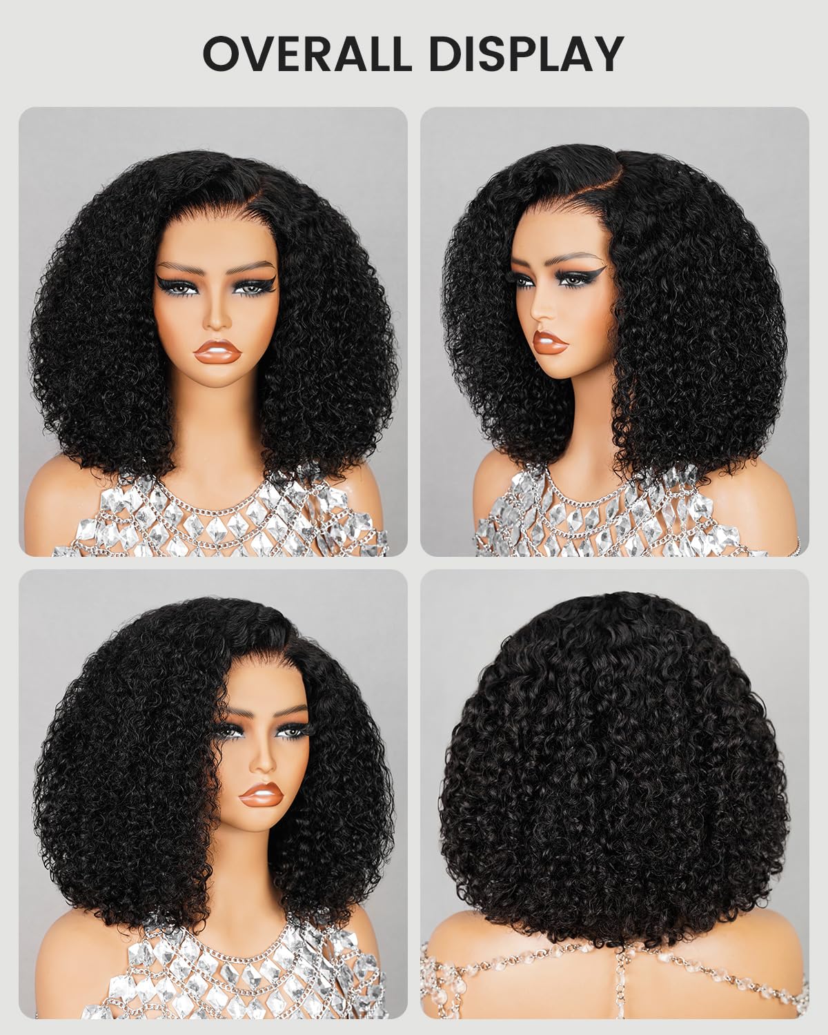 6x6 Glueless Kinky Curly Bob Wig