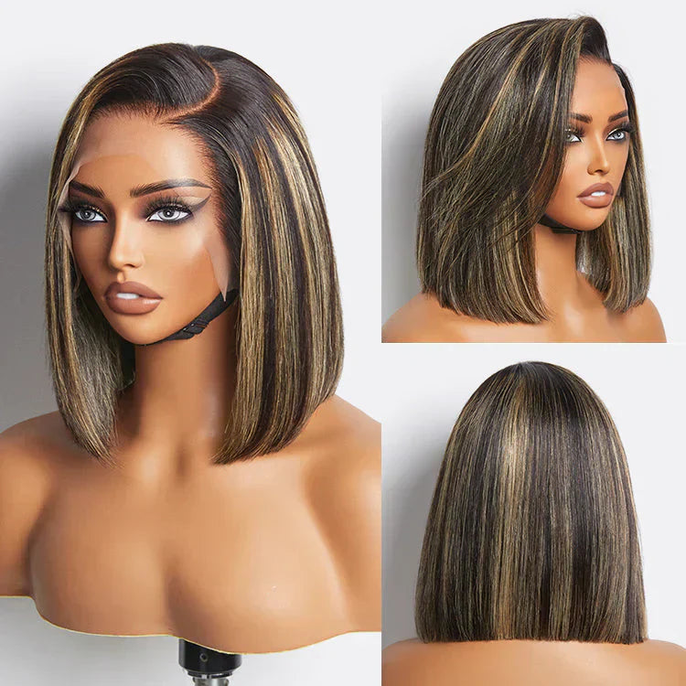6x6 Glueless Bob Wig - Blonde Highlights / 12"