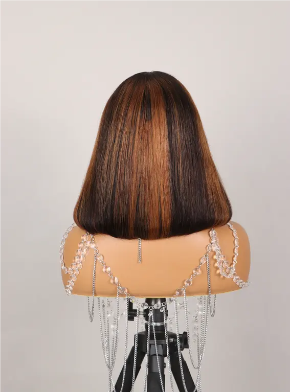 6x6 Glueless Bob Wig - Caramel Brown Highlights