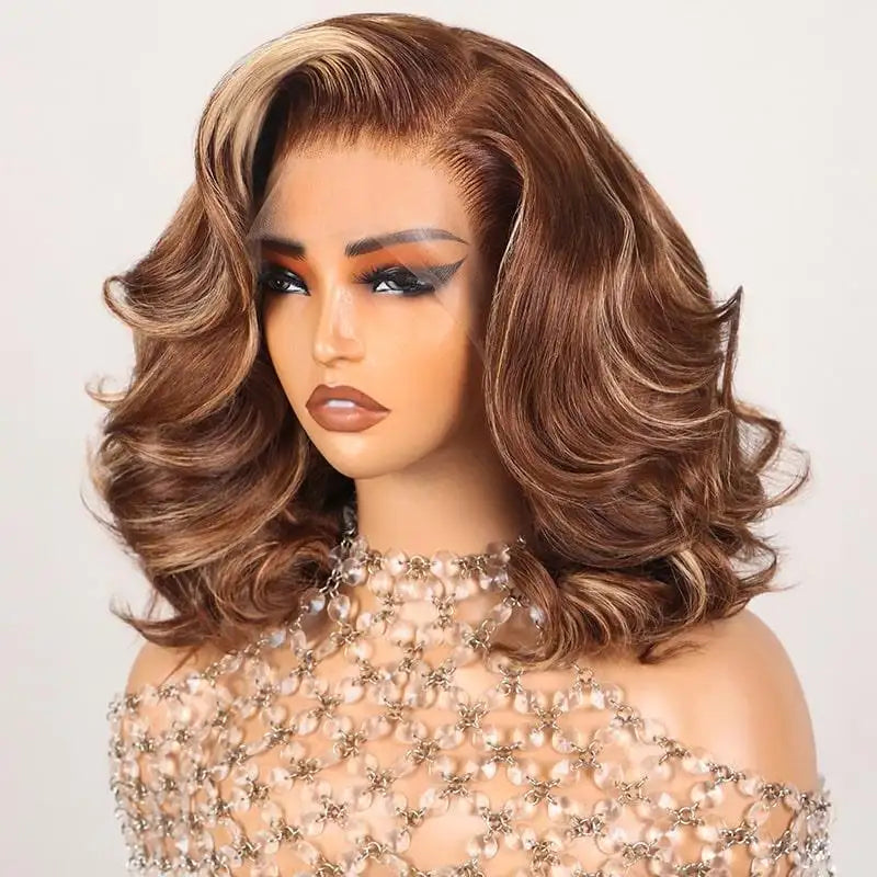 6x6 Pre-cut Glueless Bob Wig - Ombre Highlights