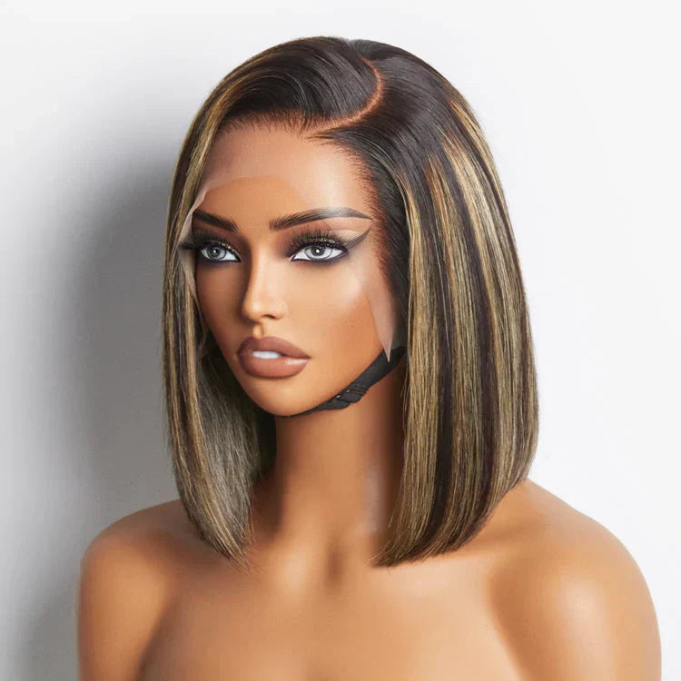 6x6 Glueless Bob Wig - Blonde Highlights / 12"