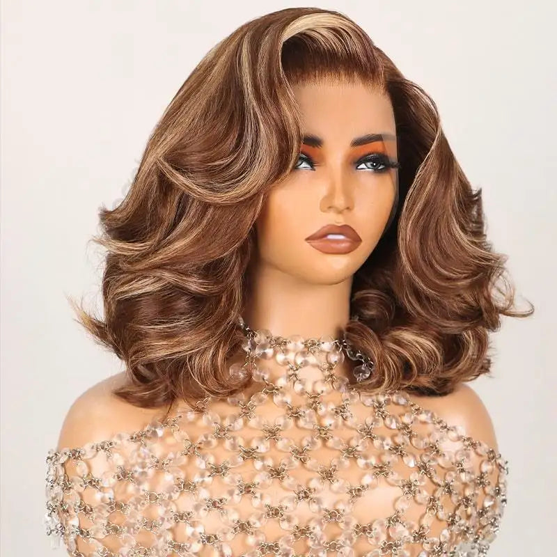6x6 Pre-cut Glueless Bob Wig - Ombre Highlights