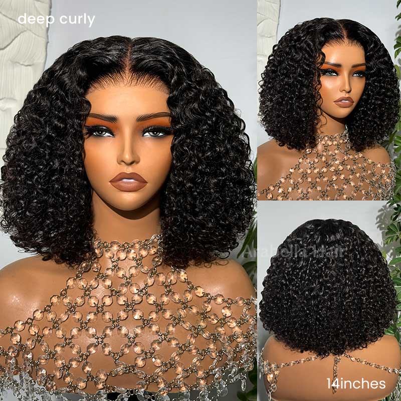 6x6 Glueless Kinky Curly Bob Wig