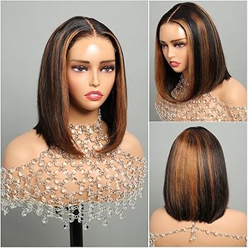 6x6 Glueless Bob Wig - Caramel Brown Highlights