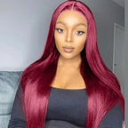 99J Burgundy Straight 6x6 Pre-Cut Glueless Wig