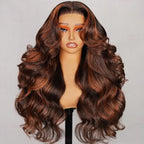 6x6 Pre-Cut Long Wavy Glueless Wig - Caramel Ombre