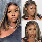 6x6 Glueless Bob Wig - Blonde Highlights / 12"