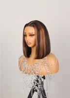 6x6 Glueless Bob Wig - Caramel Brown Highlights