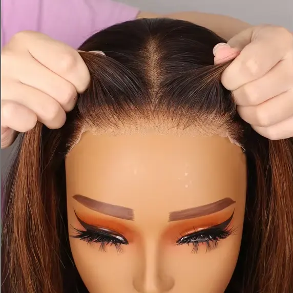 6x6 Glueless Bob Wig - Caramel Brown Highlights