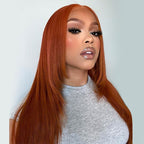 6x6 Glueless Ginger Brown Silky Straight Wigs - Pre-cut Lace