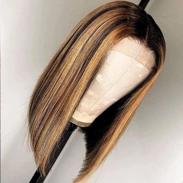 6x6 Glueless Bob Wig - Blonde Highlights / 12"